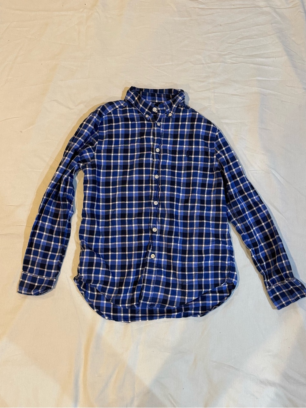 Kids Medium Ralph Lauren Blue Plaid Button-Down Shirt
